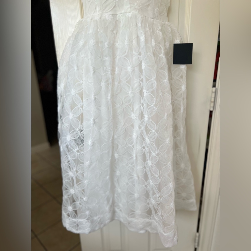 Lulu's Ivory Florql Tulle Midi Dress - Picture 8 of 12